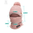 thumbnail image 5 of Gustave Women Pom Beanie Hat Scarf One-Piece Winter Fleece Lined Knit Warm Skull Cap Balaclava Mask Set Conjoined Ski Snow Hat and Scarf Neck Warmer (Pink), 5 of 7