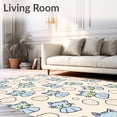 thumbnail image 2 of ODIKA 3'x5' Machine Washable Non-Slip Area Rug, Charming Kitten Doodles Featuring Abstract Cat Faces High Traffic Rug, Blue, 723845, 2 of 7