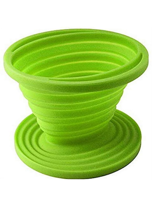 1-Pk Silicone Coffee Filter Collapsible Dripper Outdoors, Camping, Traveling Green