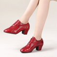 thumbnail image 4 of Zapatos de baile latino para mujer, zapatos de salón de Salsa, suela suave de respiración, de cuero genuino, para práctica de baile, zapatillas de baile para mujer, 4 of 5