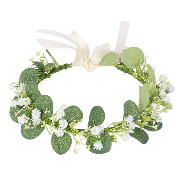 KAKOWELY Diadema de gypsophila, corona floral para el cabello, guirnalda para la cabeza de novia para boda, tocado de flores