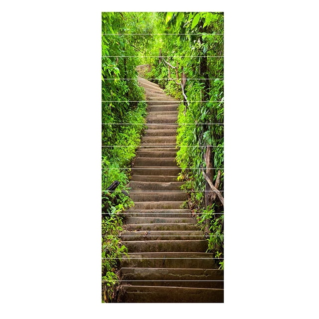 Pegatinas De Escalera, Decoración De Pared, Diseño De Patrón De Paisaje, Calcomanías De Escalera De PVC Ecológicas, Autoadhesivas Fáciles De Limpiar Para El Hogar