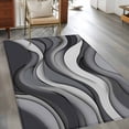thumbnail image 2 of Black Gray Area&nbsp;Rug 4x6ft Gradient Ocean Wave Modern Abstract Geometric Non-Slip&nbsp;Washable Square&nbsp;Rugs Soft Felt Indoor Floor Mat for Bedroom Kitchen Living Room Bathroom, 2 of 9
