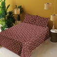 thumbnail image 2 of Ambesonne Abstract Fitted & Flat Sheet with Sham 3 Pcs Set, Lines Wavy Forms Pattern, Twin XL, Maroon Pale Brown, 2 of 5