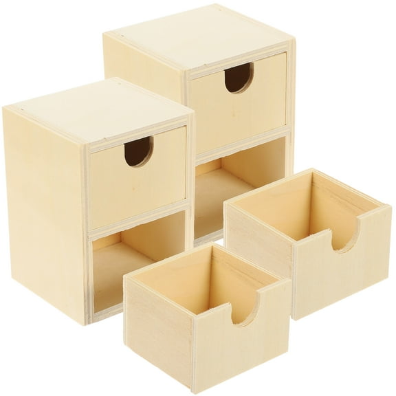YSNOOWE 2Pcs Small Unfinished Wooden Drawers For Children Diy Crafts Educational Tool