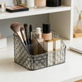 thumbnail image 1 of Boîte de Rangement Cosmétique Gris Clair avec Couvercle, Organisateur à Compartiments pour Rouges à Lèvres, Pinceaux à Lèvres et Articles Divers, Organisateur de Maquillage de Bureau en Plastique, 18,5 x 15 x 12 cm, 1 of 6