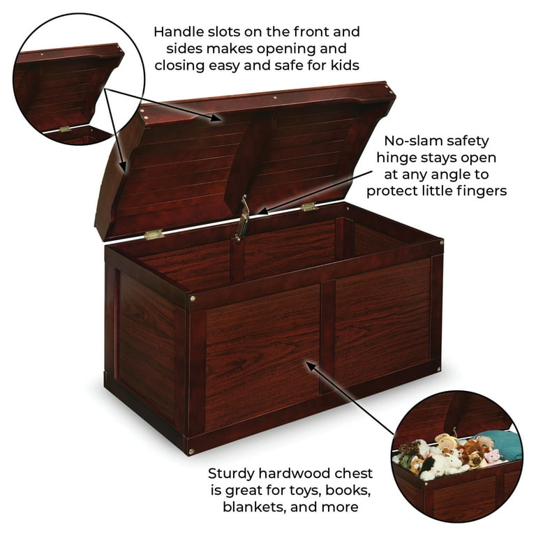 Badger Basket Wooden Barrel Top Toy Chest with Storage Lid, Cu