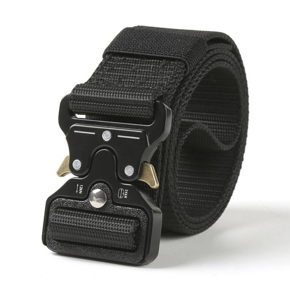 51 Inch Adjustable Military Nylon Belts with Heavy Duty Metal Buckle Dark Khaki Camouflage Mens Tactical Belt 