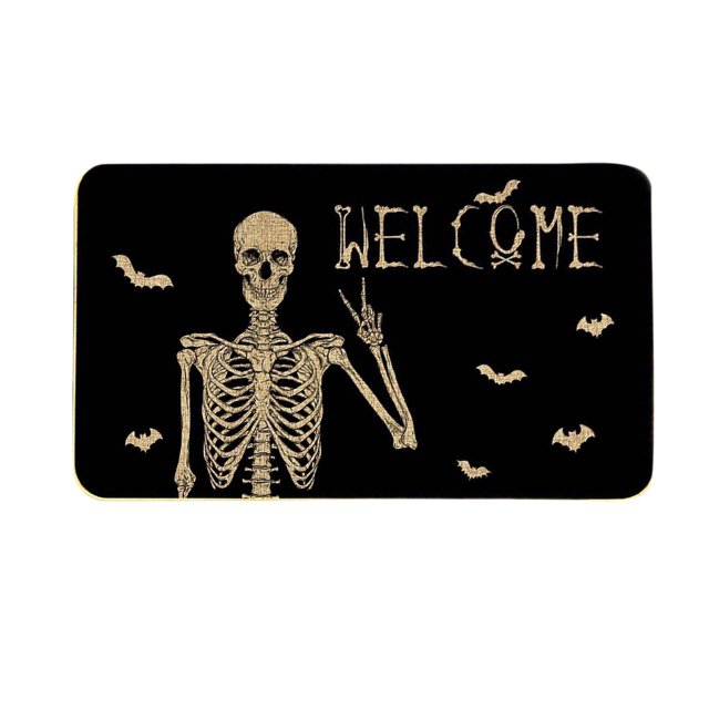 Halloween Skeleton Decorative Mat Non- Indoor Outdoor Floor Rug for Kitchen Bathroom Entrance Porch Party