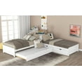 thumbnail image 4 of Twin Size L-shaped Platform Bed with Trundle, Drawers and Built-in Desk, White, 4 of 9