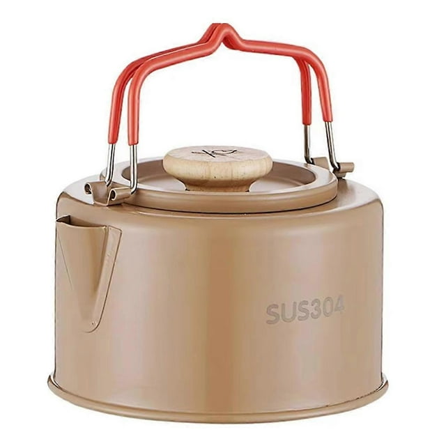 1100ml Portable Camping Kettle - Heat- Handle,Brown