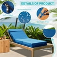 thumbnail image 3 of Bronkige 2 Pcs Chaise Lounge Cushions Outdoor, 72x21x5 Inch Thick Waterproof Outdoor Furniture Cushions with Removable Cover, Patio Lounge Chair Cushions for Outdoor Furniture, Blue, 3 of 9