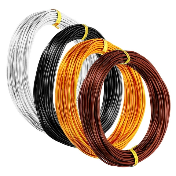 Uxcell 32.8ft Aluminum Wire, 4Pcs Jewelry Wire Metal Craft Wire 1.5mm 14 Gauge Wire, Silver Gold Black Bronze