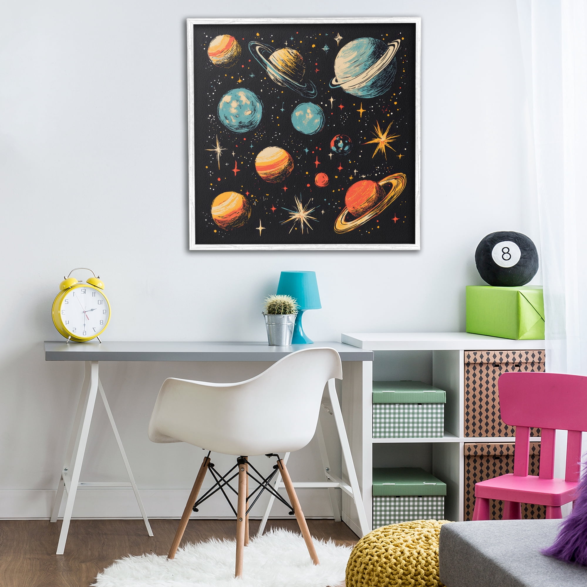 Stupell Industries Colorful Retro Planets White Framed Giclee Art, design by Creative Studio