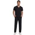 thumbnail image 2 of Niaahinn Scrubs for Men Set – V-Neck Top & Straight Leg Pants Stretch Nursing Uniform Set with Adjustable Waistband and Multiple Pockets, 10 Colors, 2 of 5