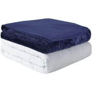 MP2 Glacier Weighted Blanket Reversible Cooling & Warm Cover for Hot and Cold Sleepers, 48"x72" 15lbs, Navy