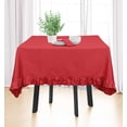 thumbnail image 3 of Vargottam Ruffle Tablecloth, Table Linens Rectangular Table Covers For Party Decor, Solid Dining Tabletop Covers Cotton Tablecloths,Coral Red,60 x 120 Inches, 3 of 7