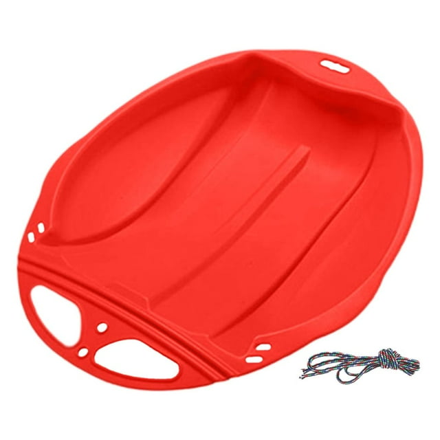 koolsoo Plastic Sled Portable Toboggan Sleigh Single Plastic Pro Snow Sled Snow Sledding Red