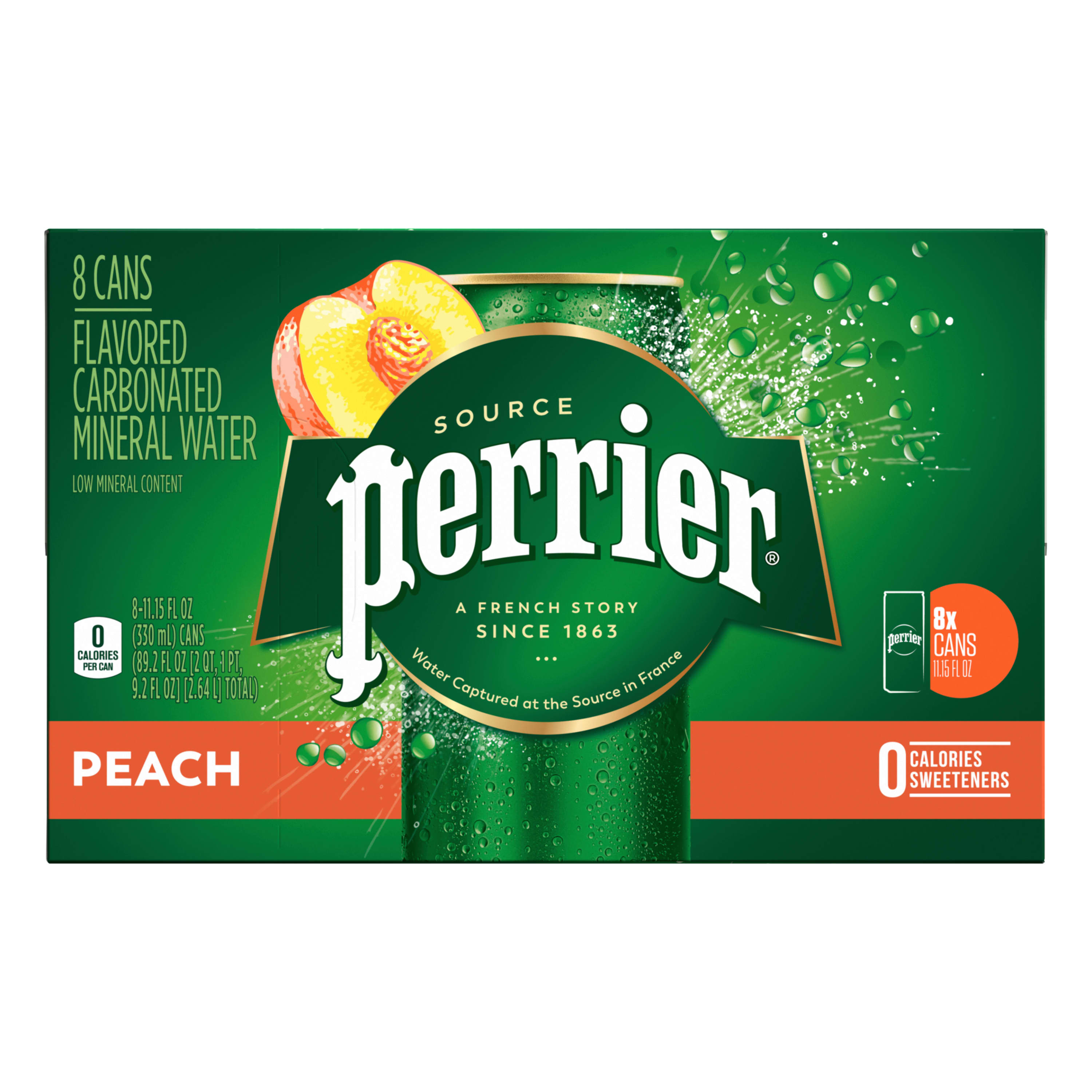 Perrier Peach Flavored Sparkling Water, 11.15 Fl Oz Cans (24 Count) 267