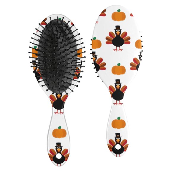 Happy Thanksgiving Turkey Fall Pumpkin Hair Brush,Girls Detangling Hair Brush,Glide Through Tangles with Ease for Wet & Dry Hair