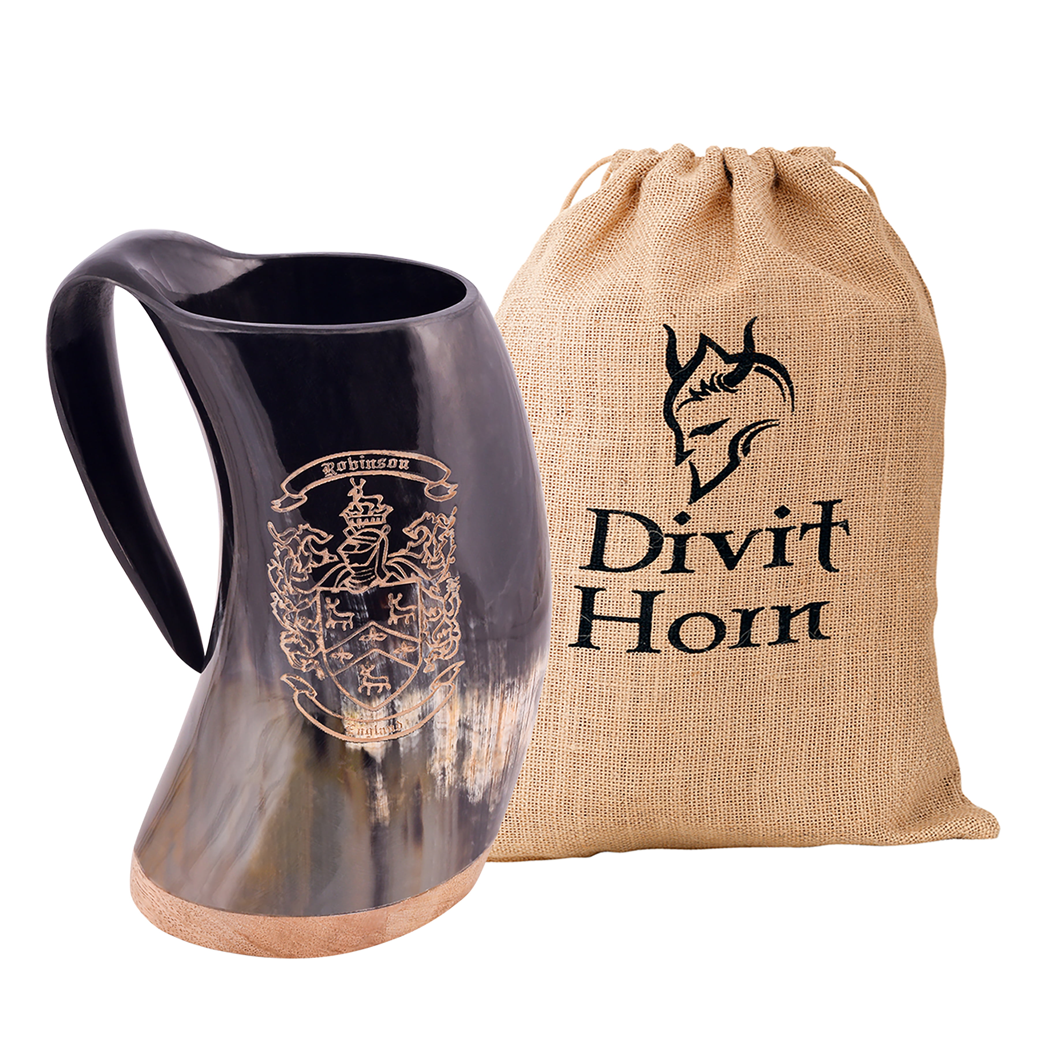 Divit Genuine Viking Drinking Horn Mug | 24oz Capacity Horn Cup/Stein.  (Odger, Polished) - Walmart.com
