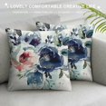 thumbnail image 3 of Chilfamy  Floral Throw Pillow Covers Farmhouse Decorative Pillow Covers Navy Watercolor Flowers Pillowcase Boho Roses Blue White Square Cushion Covers Sofa Bed Décor, 3 of 5