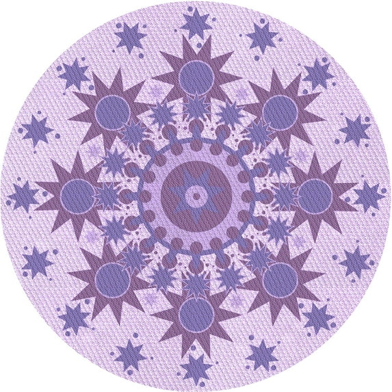Ahgly Company Machine Washable Indoor Round Transitional Blossom Pink Area Rugs, 7' Round