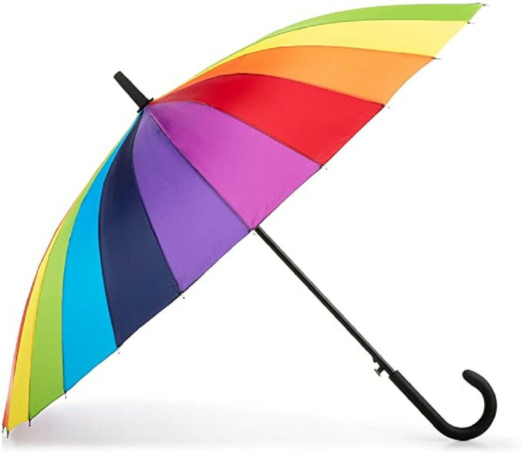Totes Rainbow AutoOpen 24 Rib Stick Umbrella Rainbow A44 9514