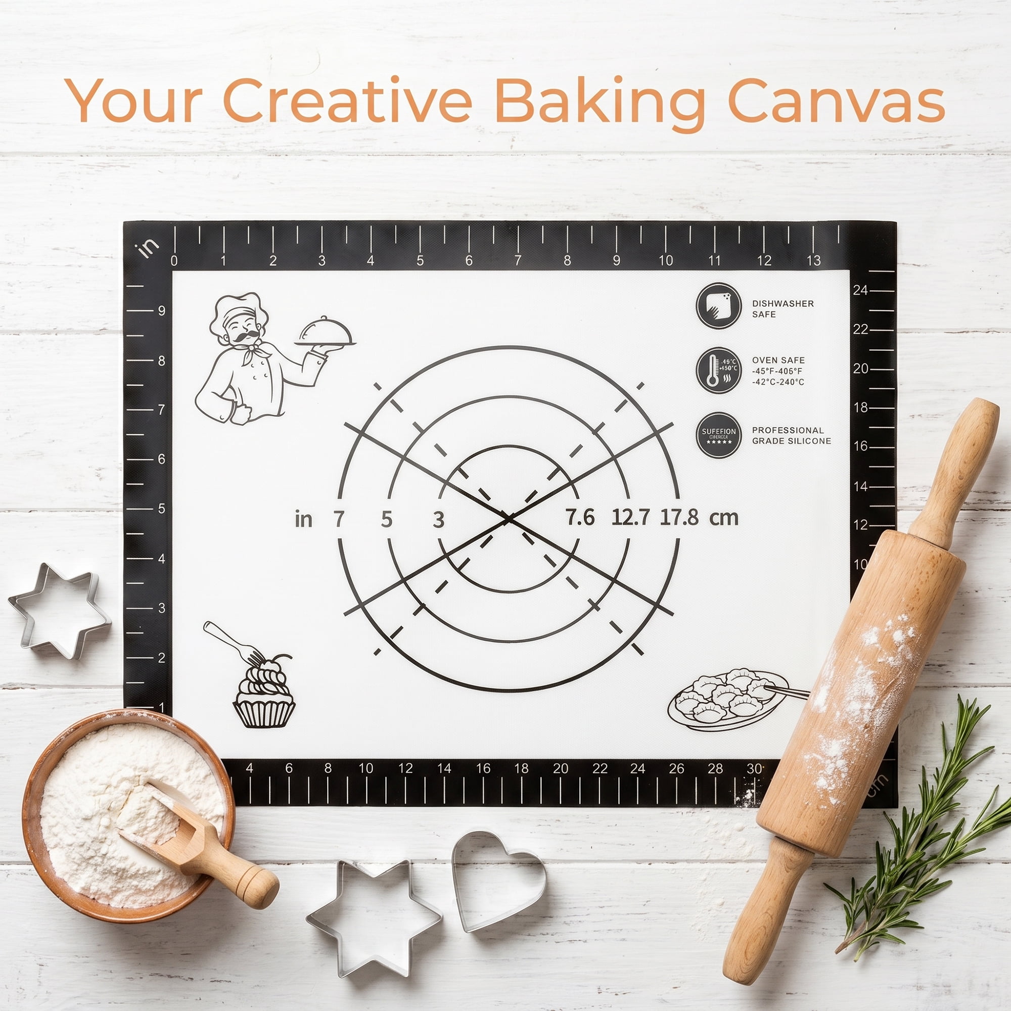 Unique Bargains Thickened Silicone Pastry Baking Mat with Measurements Black 11.8"x15.7"