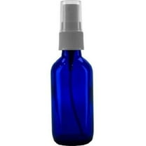 2 oz. Cobalt Blue Boston Round Glass Spray Bottle WHITE Fine Mist Sprayer