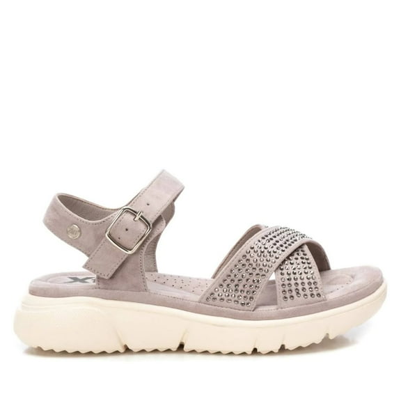 Women's Flat Suede Sandals By XTI_141242_Open Grey