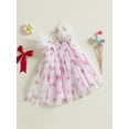 thumbnail image 5 of Toddler Baby Kids Girls Valentines Day Dress 6 12 18 24 Months 2T 3T 4T Casual Summer Heart/Letter/Bow Print Mesh Tulle Dress for Beach Party Cute Clothes, 5 of 9