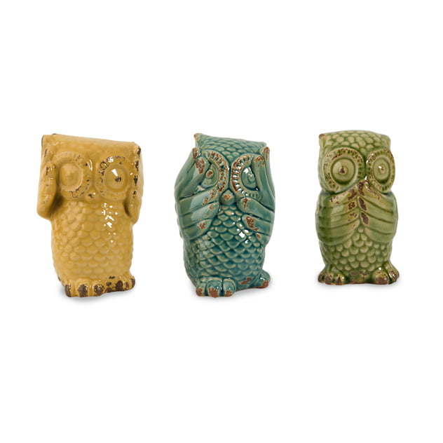 Dahlia 4 Hear No See No Speak No Evil Owl Handmade Ceramic Succulent Planters/Plant Pots Set of 3