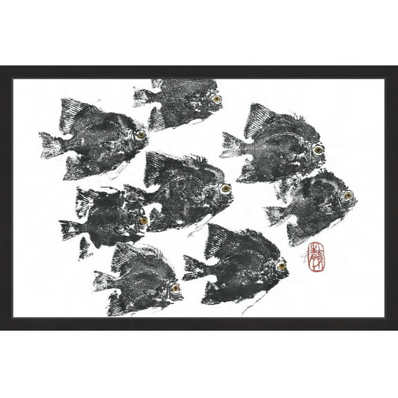 "Racing Fish" Framed Painting Print