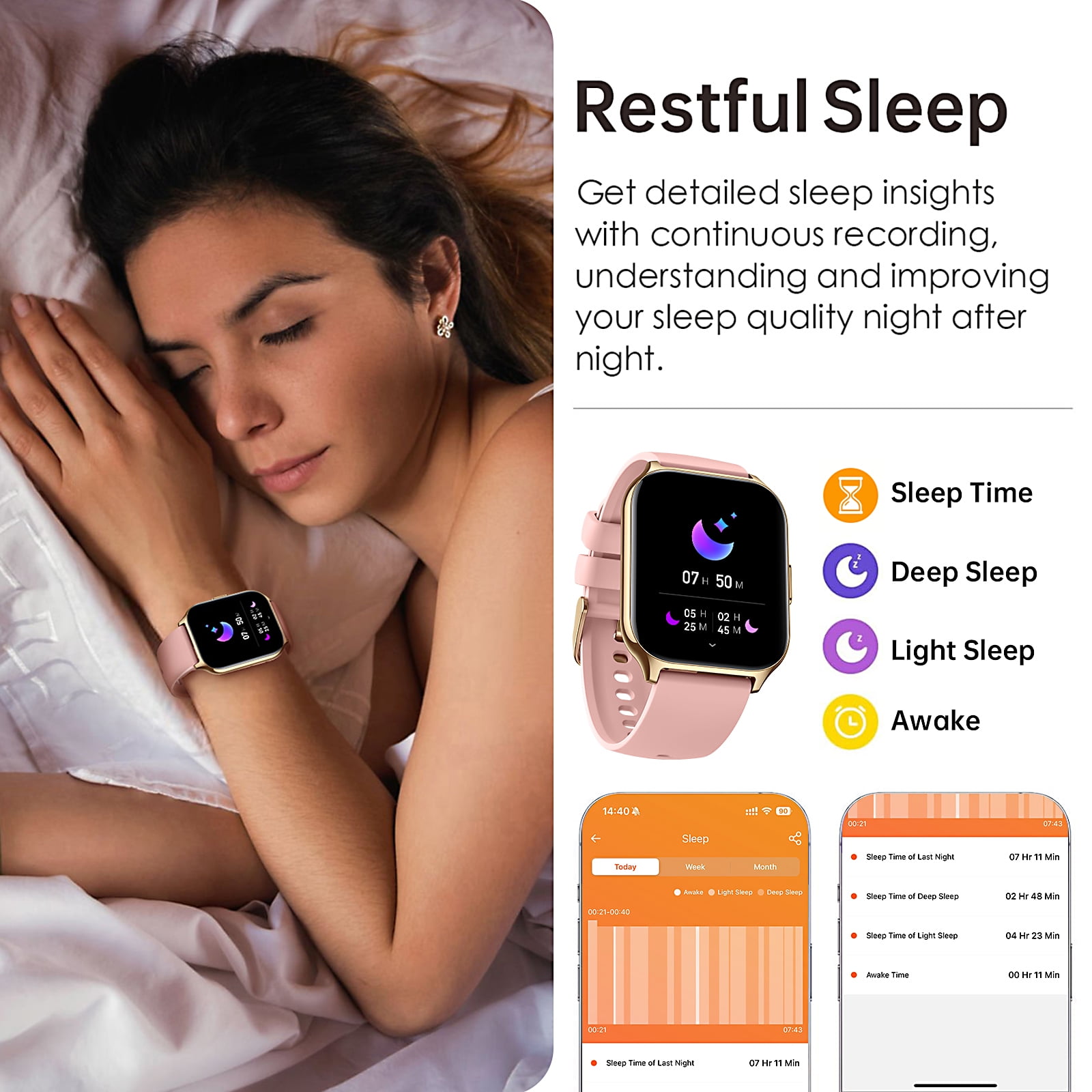 Smart Watch for Android and iPhone, TIGRADE Answer/Make Call Smartwatch for Men Women Waterproof, 23 Sport Modes, Fitness Activity Tracker, Pink
