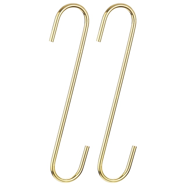S Colgantes Ganchos, 8 Pulgadas (200mm) Extra Largo Acero Percha, Interior Exterior Usos para Jardín, Baño, Armario, Taller, Cocina, Dorado Tono, 2uds