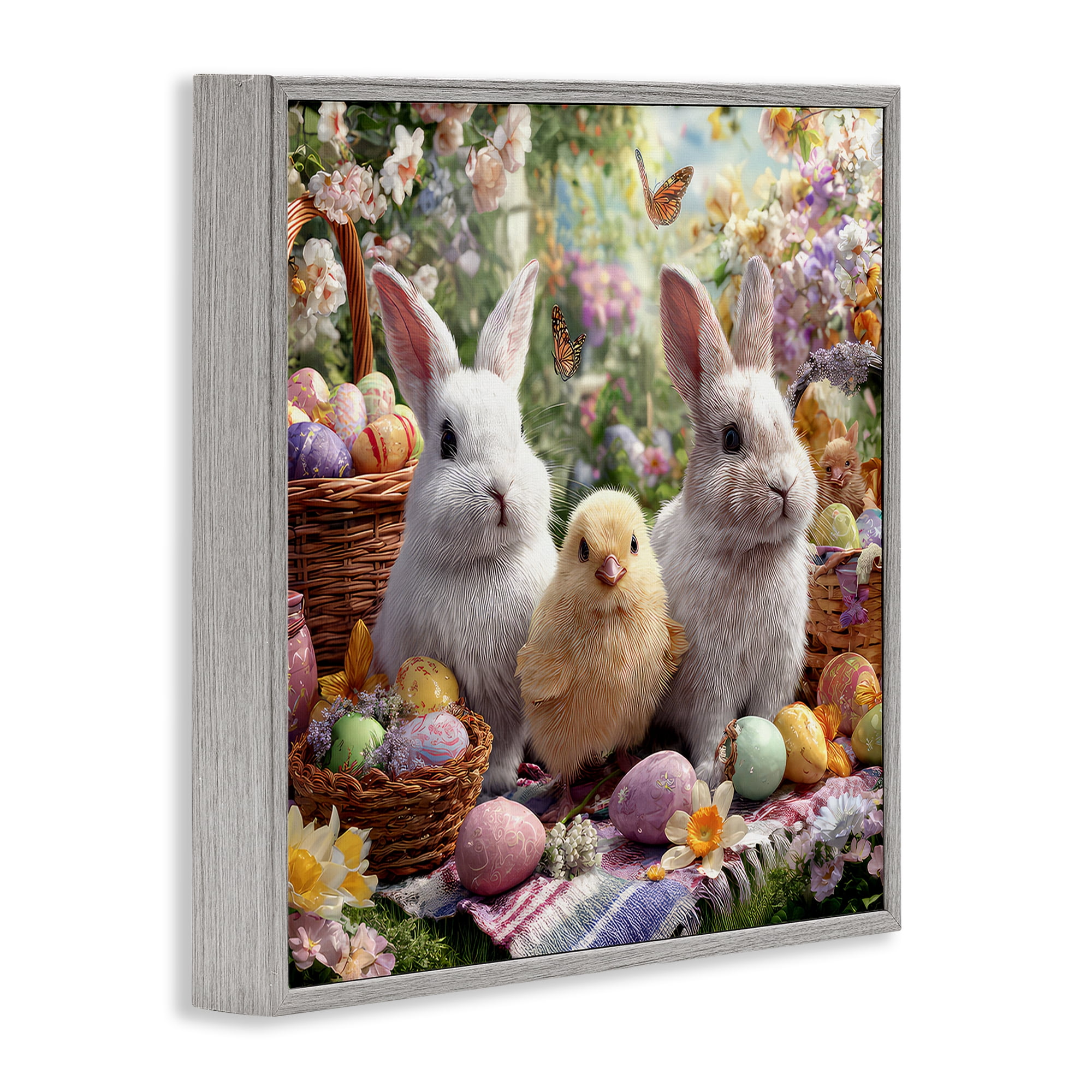 Stupell Industries Easter Animals & Eggs Gray Framed Giclee Art, design by The Wands Want