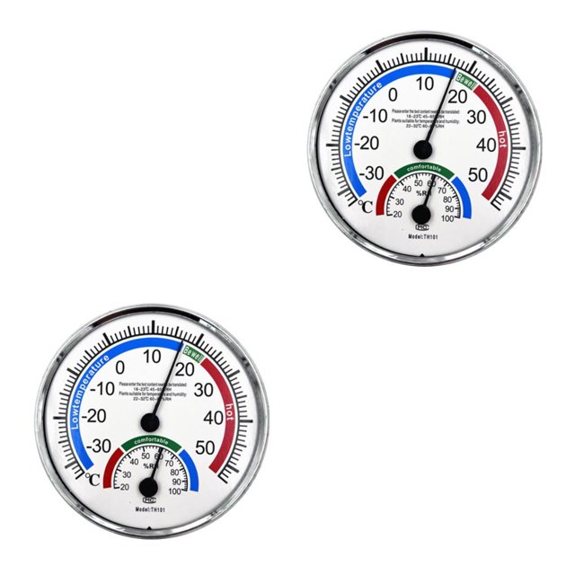 Billuyoard 2-in-1 Hygrometer Temperature Humidity Gauge Dial Living Equipment Plastic Room Indoor Operated Analog Battery 2piezas
