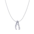 thumbnail image 3 of Lucky Wishbone 1/20 Cttw Diamond Pendant Necklace 925 Sterling Silver, 3 of 3