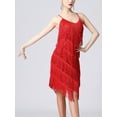 thumbnail image 4 of YONGHS Women's 1920s Vintage Fringed Dress Spaghetti Straps Tassel Flapper Cocktail Party Dress Red XL, 4 of 6