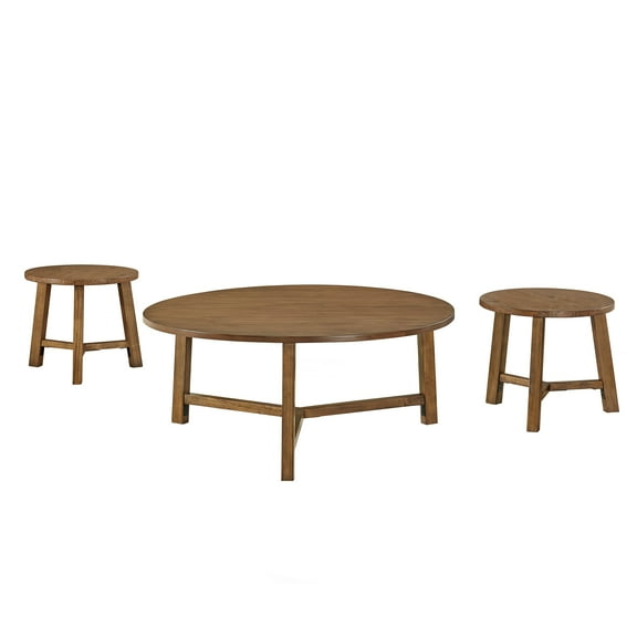 Alaterre 3-Piece Newbury 44in Coffee Table and 20in End Tables Set, Pecan