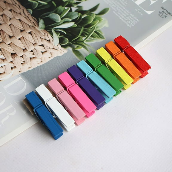 opvise 100Pcs Colored Clothes Pins Wooden Clothespins Smooth Edge Burr Free Strong Grip Heavy Duty Clothing Pins DIY Crafts Photo Clips Random Color 100pcs