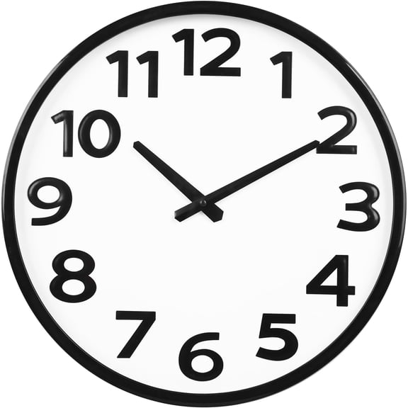 16 Inch Wall Clock Battery Operated Silent Analog Quartz Round Clock
