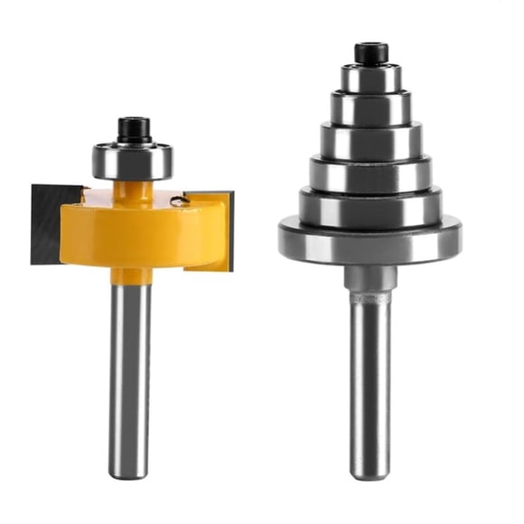 Rabbet Router Bit Set, Anti-Kickback Design with Solid Hardened Steel for Table-Mounted Portable Routers, Heat Resistant Coating Ensures Durability