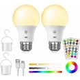 thumbnail image 1 of Rechargeable Light Bulb With Remote Control, 8W Smart RGB Color Changing Bulb, 9+3 Color Temperature, E27 LED Dimmable Touch Control Bulbs With Timing, 1 of 5