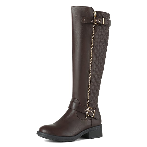 Botas para Mujer DREAM PAIRS Altas hasta la Rodilla con Cierre Lateral Marrón