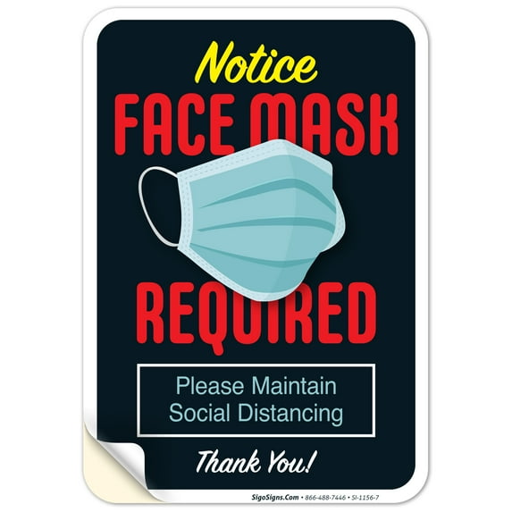 Mask Required Sign, Social Distancing Sign,