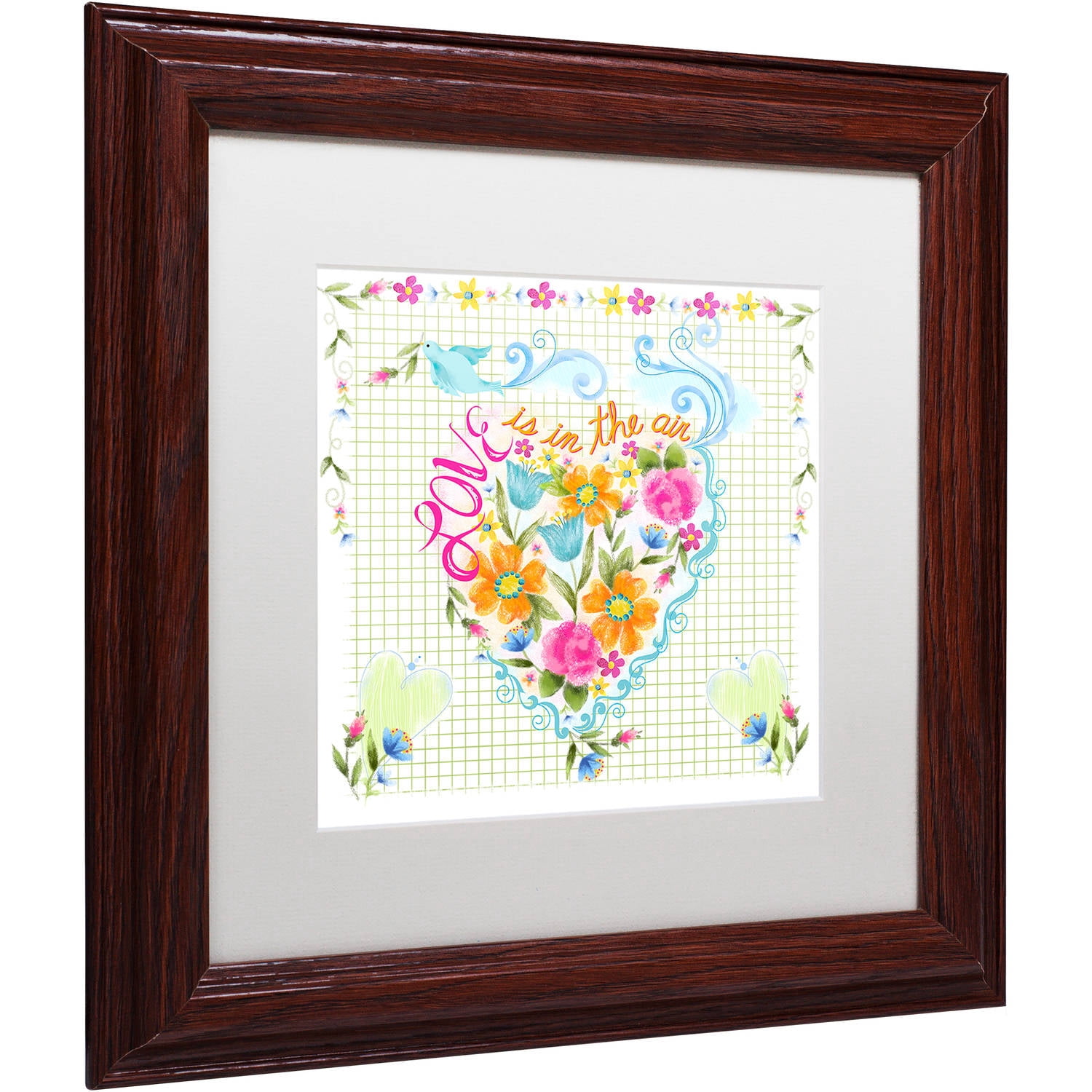 Trademark Fine Art "Love Heart" Canvas Art by Lisa Powell Braun, White Matte, Wood Frame