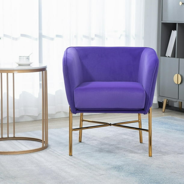 MOJAY Modern Velvet Tub Accent Chair, Purple