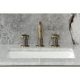 thumbnail image 6 of Kingston Brass KS1413RNX Ostro Two-Handle 3-Hole Deck Mount Widespread Bathroom Faucet with Push Pop-up Drain in Antique Brass, 6 of 8